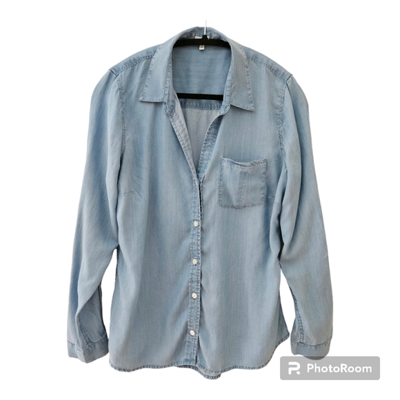 crown & ivy Tops - Crown & Ivy stone washed denim long sleeve button down size M